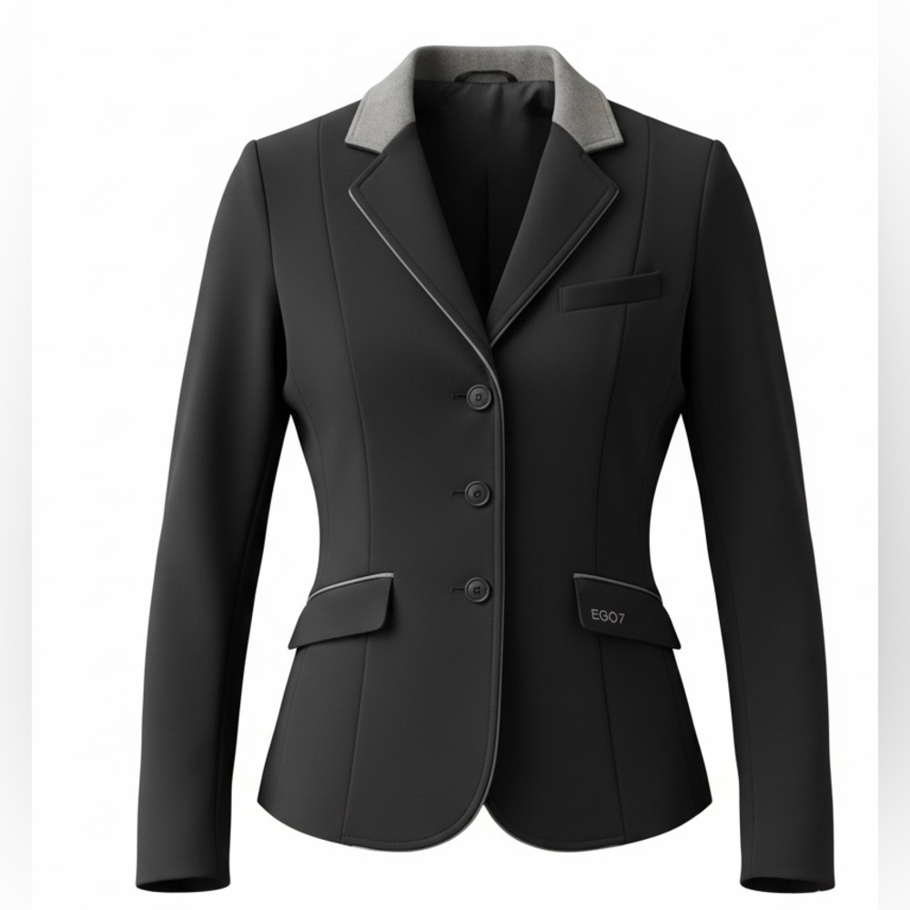 EGO 7 Elegance CL Riding Jacket - Black with Grey Piping - Women’s Size 2